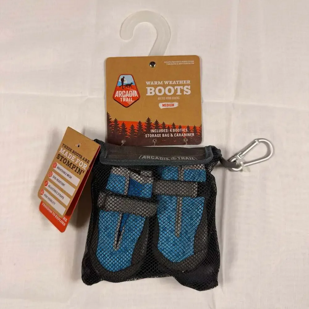 Arcadia Trail Warm Weather Dog Boots, Size Medium, Blue and Black
